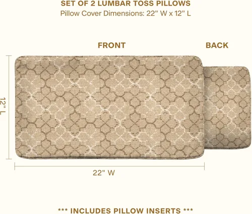 Miniatura 3 de Honeycomb Juego de almohadas lumbares para exteriores, 22 pulgadas de ancho x 12 pulgadas de largo, almohadas lumbares para exteriores Courtyard Geo