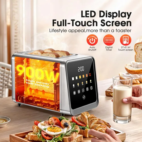 Miniatura 5 de Tostadora de 2 rebanadas con pantalla táctil, ranuras de 1.5 pulgadas de ancho y recuperación de memoria Tostadoras digitales inteligentes