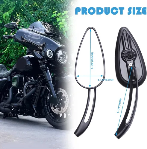 Miniatura 2 de Espejos retrovisores de 8 mm/10 mm para motocicleta con diseño de calavera para Harley Touring, Road King, Street Glide, Dyna, Suzuki, Kawasaki