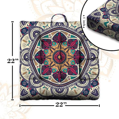 Miniatura 4 de Cojín de meditación con mandala, tapete de meditación bohemio, almohadas de meditación para sentarse en el suelo, cojines para sentarse en casa y al