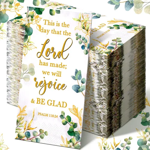 Karenhi 200 Piezas Servilletas Desechables Decorativas Religiosas 2 Capas Toallas Desechables Cristianas para Baño Servilletas de Papel con