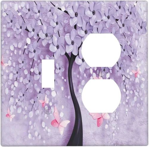 Miniatura 91 de Cubierta para Interruptor de Luz Árbol Morado 3D de 2 Gang Placa de Pared Placa de Interruptor de Luz Doble Toggle Cubiertas Decorativas