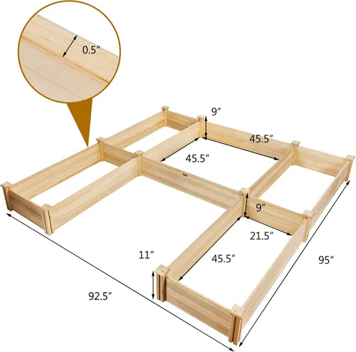 Miniatura 4 de S AFSTAR Cama de jardín elevada de madera, kit de jardinera divisible, cama elevada para plantar flores al aire libre, macetas sobre el suelo
