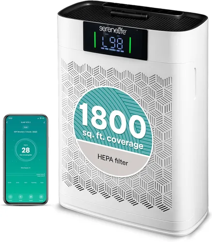 Miniatura 10 de SereneLife Purificador de aire HEPA para el hogar, WiFi inteligente y control de aplicaciones, purificador de aire ultra silencioso para dormitorios