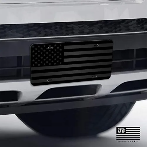 Miniatura 8 de Placa de matrícula de bandera estadounidense oculta casi invisible no fabricada en China, negro mate sobre aluminio compuesto negro de 1/8 pulgada