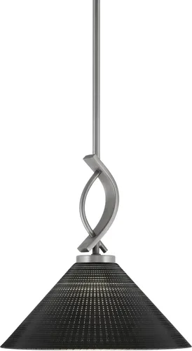 Miniatura 80 de Toltec Lighting Cavella Stem Colgado Mini colgante, acabado grafito, vidrio de muselina blanca de 4 pulgadas