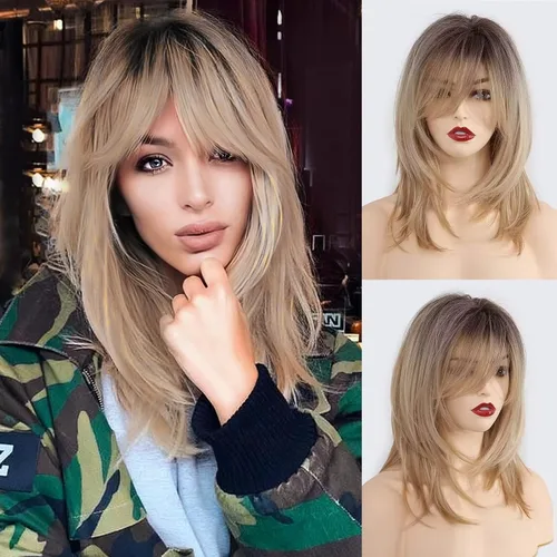 Miniatura 8 de HAIRCUBE Pelucas Auburn para Mujeres, Pelucas Largas en Capas Naranjas con Flequillo, Pelucas de Fibra Sintética Resistentes al Calor