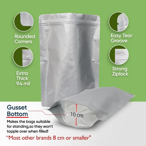 Miniatura 7 de 50 bolsas de Mylar para almacenamiento de alimentos, bolsas de Mylar de 0.5 y 1 galón con absorbentes de oxígeno de 400 cc - 9.4 mil extra gruesas