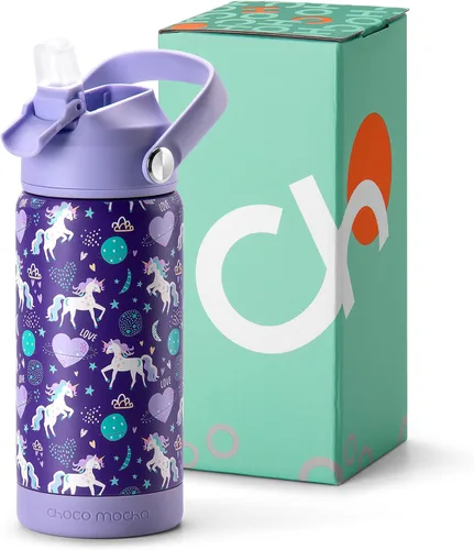 Miniatura 26 de Botella de Agua Choco Mocha para Niños para la Escuela, Botella de Agua Aislada para Niños de Acero Inoxidable para Niños, 14 Oz Camión Monstruo