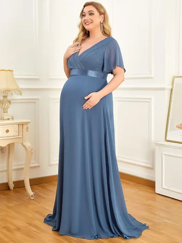 Miniatura 4 de Ever-Pretty Women Chiffon V Neck Plus Size Maternity Party Dresses for Baby Shower 20795