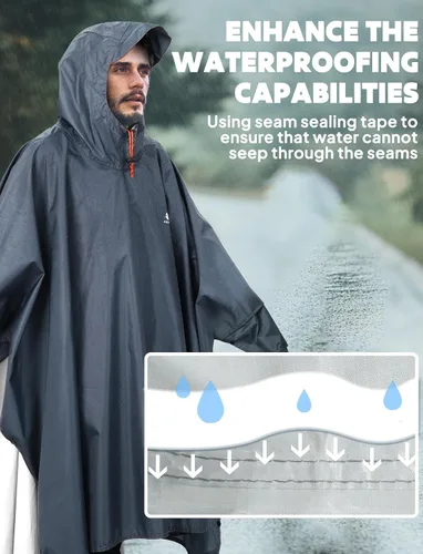 Miniatura 53 de ANYOO Poncho de lluvia con capucha para adultos, impermeable, ligero, para hombres y mujeres, chaqueta de lluvia reutilizable para emergencias al