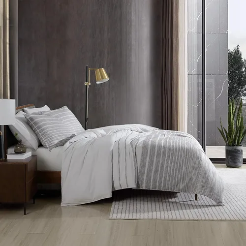 Miniatura 3 de Kenneth Cole New York - Juego de funda de edredón tamaño King, ropa de cama reversible de algodón con fundas a juego, decoración moderna del hogar