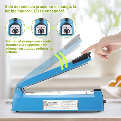 Miniatura 4 de Sellador térmico por impulsos Bolsas manuales Máquina de sellado por impulso de 8 pulgadas para bolsas de plástico PE PP Bolsas con agarre