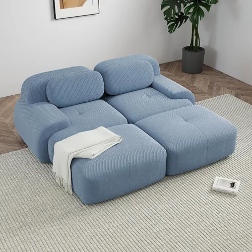 Miniatura 80 de Sofá modular sin hueso de 117 pulgadas, sofá modular en forma de L para sala de estar, sofá comprimido con asiento profundo, sofá nube de pana