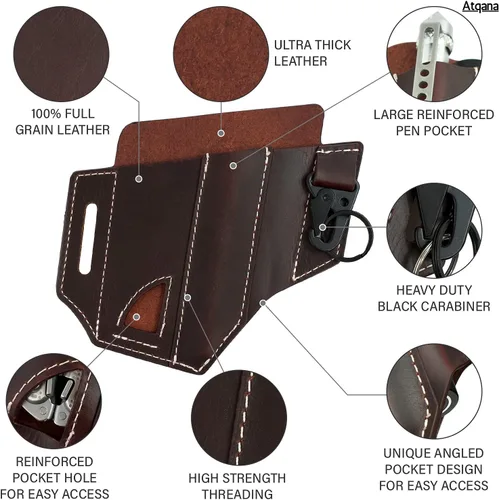 Miniatura 2 de Funda multiherramienta para cinturón (cuero de primera calidad) - Organizador de bolsillo EDC Funda Leatherman Bolsa multiherramienta de cuero