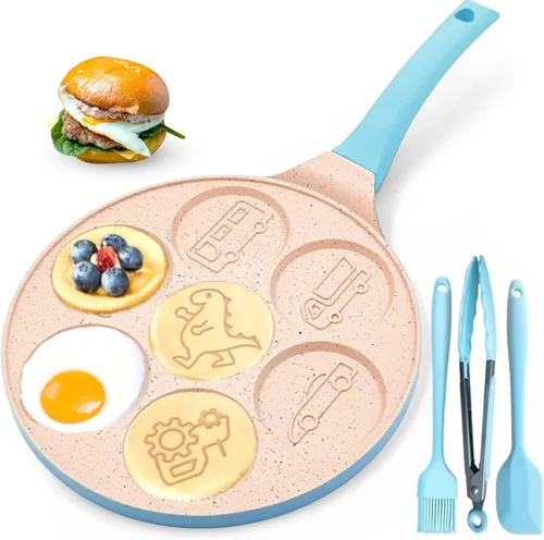 Miniatura 7 de Sartén antiadherente con moldes y formas infantiles para hotcakes y crepas Negro