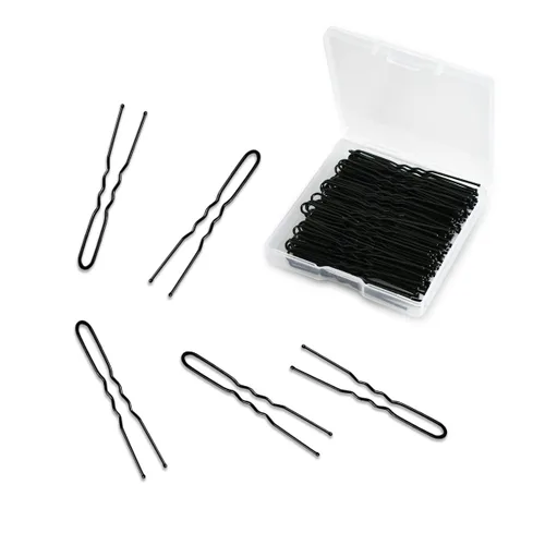 Miniatura 7 de Juego de 100 horquillas para el cabello onduladas invisibles en forma de U, grandes y resistentes para mujeres y moño de ballet con caja