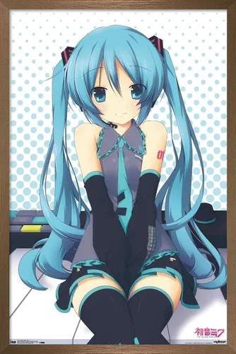 Miniatura 15 de Trends International Hatsune Miku - Póster de pared de llaves, 14.725 x 22.375 pulgadas, versión enmarcada de madera de granero