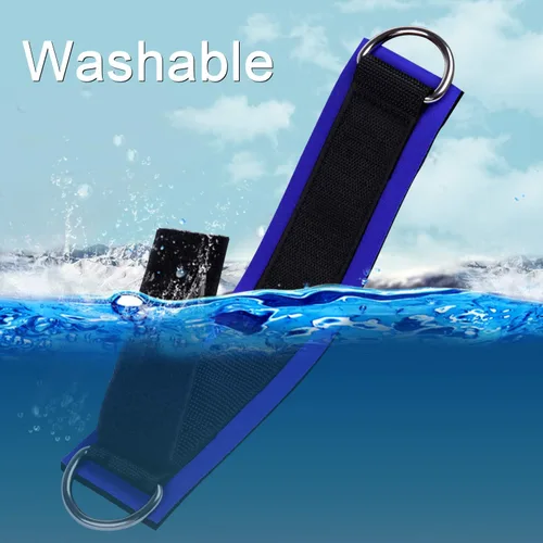 Miniatura 7 de 1 par de correas de tobillo de fitness para máquina de cable, doble anillo en D, ajuste cómodo ajustable de neopreno, para hombres y mujeres Azul