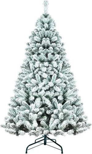 Miniatura 10 de Árbol de Navidad blanco de 4 pies, campo de nieve artificial, abeto Douglas, decoración de fiesta de Navidad, fácil de limpiar y montar, base