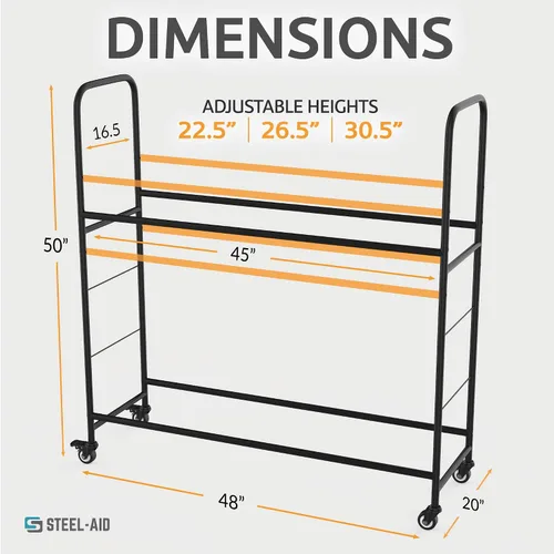 Miniatura 2 de STEELAID Soporte para neumáticos rodante: metal, ajustable, soporte para neumáticos y cubierta protectora, incluye 4 patas ajustables no rodantes