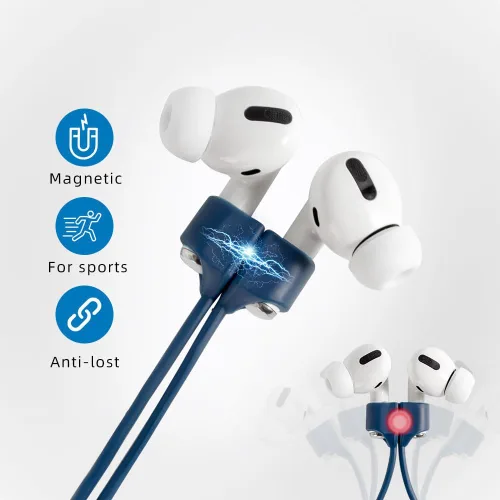 Miniatura 2 de Correas magnéticas antipérdida para AirPods, paquete de 4, cuerda de cuello de silicona suave con diseño ultra fuerte y magnético, compatible