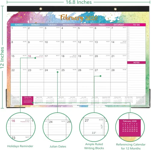 Miniatura 3 de 2026 Desk Calendar - Large Desk Calendar 2026, Jan. 2026 - Dec. 2026, 17" x 12", 12 Monthly Calendar 2026 with Desk Pad, To-do List & Notes for