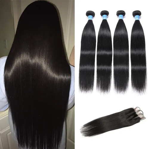 Miniatura 23 de Mechones de cabello 10A Remy peruano, cabello lacio, sedoso, 100 % sin procesar