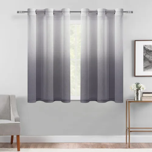 Miniatura 61 de DWCN Cortinas Transparentes Ombré - Cortinas de Lino Sintético con Gradiente Semi Voile con Ojales en la Parte Superior para Dormitorio y Sala