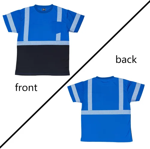 Miniatura 3 de VENDACE 3 piezas de seguridad camisetas reflectantes clase 3 alta visibilidad Hi Vis manga corta construcción trabajo camisas para hombres azul