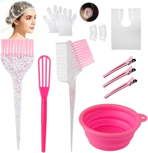 Miniatura 8 de Juego de brochas y tazones de color para teñir el cabello, juego de brochas de color para mezclar tazón, peine para teñir el cabello (negro)