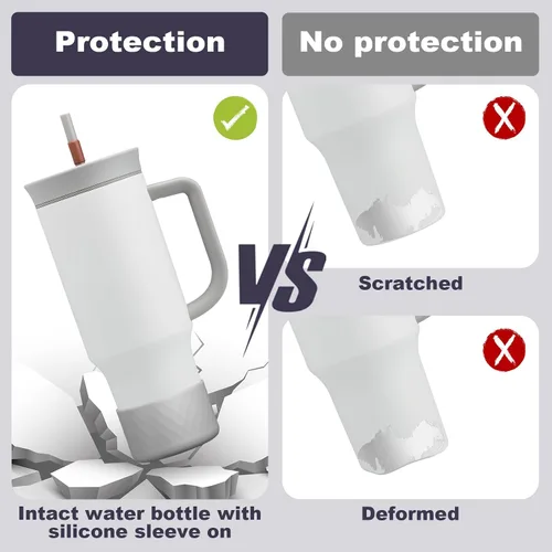 Miniatura 3 de Manga de silicona para el vaso Owala de 40 oz con asa, funda protectora antideslizante para accesorios de vasos térmicos de acero inoxidable con Gris