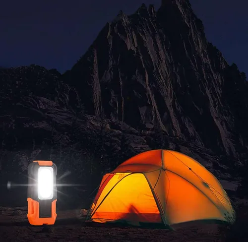 Miniatura 6 de Luz de trabajo LED transportable, 200 lúmenes, multiuso, linterna, base magnética y gancho para colgar, a batería, 5000 K luz de día, ángulo