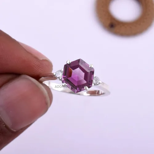 Miniatura 2 de Anillo de plata de ley 925 para mujer, anillo de diamantes de imitación de aguamarina de plata esterlina, anillo Art Deco de marzo, piedra natal