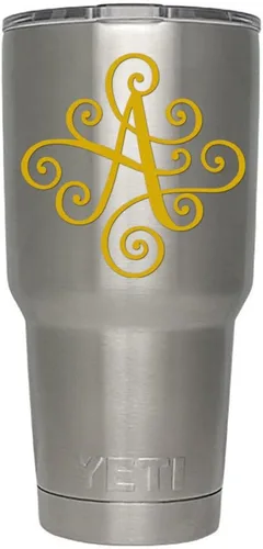 Miniatura 32 de Monogram - Calcomanía troquelada/vinilo adhesivo. Haga clic para opciones de color/letra. Disponible en cuatro colores y todas las letras de la A