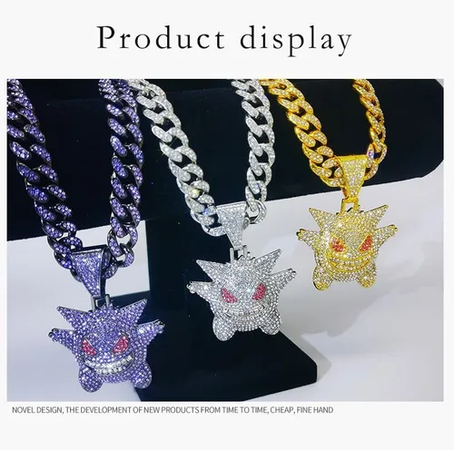 Miniatura 4 de MFJFHK Miami - Cadena de eslabones cubanos para hombre, chapado en oro dorado, collar de hip hop, cadena de diamantes para hombre, joyería de hip