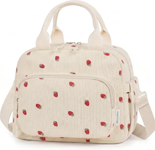 Miniatura 14 de HOMESPON Bolsa de Almuerzo para Mujeres Hombres Adultos con Bolsillo Frontal Bonita Pana Aislada Bolsa de Almuerzo Tote Gran Capacidad Caja