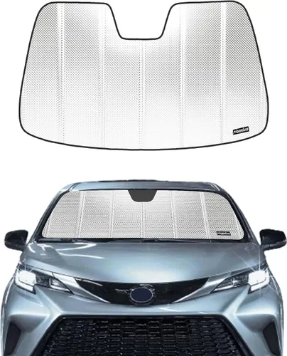 Miniatura 7 de Pigenius Parasol para parabrisas Toyota Sienna 2015-2020, acabado plateado metálico