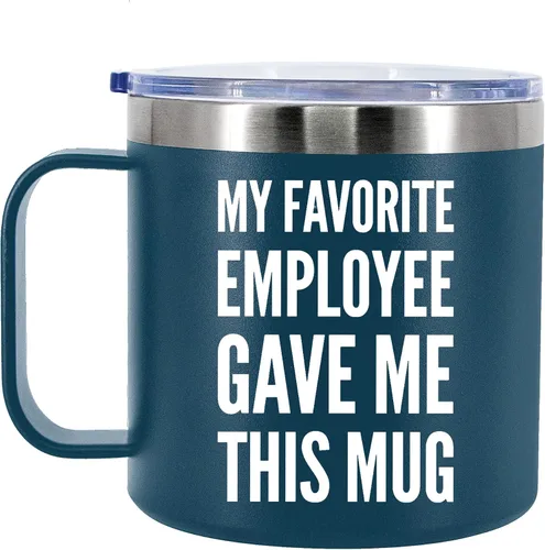Miniatura 9 de Taza de café aislada de 14 onzas con asa y tapa, regalo para jefes, gerente de empleador de parte de un compañero de trabajo, vaso térmico de acero
