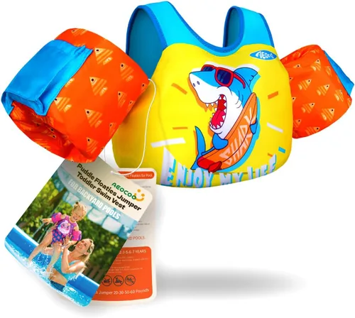 AEOCOO Flotador Saltador de Charco 20-30-50-60-70 Libras, Chaleco de Natación para Niños Pequeños de 1-3-5-6-9 Años, Flotadores de Piscina con