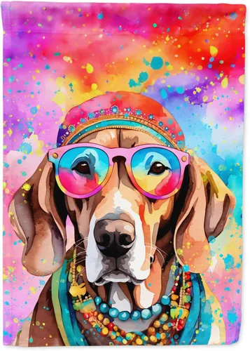 Miniatura 50 de Caroline's Treasures DAC2448GF - Bandera de jardín con diseño de perro afgano hippie Dawg, bandera decorativa para patio exterior, patio, obras
