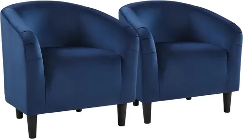 Miniatura 24 de Yaheetech Juego de 2 sillones, silla de club de tela de bouclé, silla elegante de sherpa con asiento suave y acolchado para sala de estar, Negro