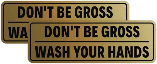 Miniatura 14 de Letrero estándar para puerta o pared, diseño de "Don't Be Gross ("Wash Your Hands"), color negro, mediano