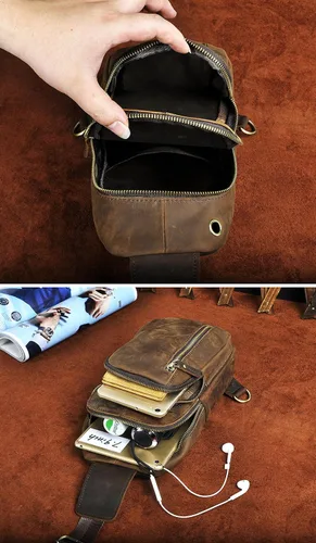 Miniatura 6 de Le'aokuu Bolso bandolera para hombre, estilo casual, para viajes, senderismo, té, para el pecho, con correa para el hombro, para hombre