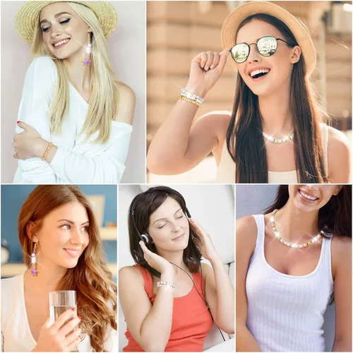 Miniatura 6 de Cuentas espaciadoras redondas para hacer joyas, 600 piezas de cuentas espaciadoras con diamantes de imitación, separadores de cuentas de cristal
