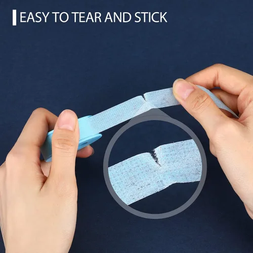 Miniatura 5 de Nuanchu 12 rollos de cinta de pestañas azul a granel, cinta adhesiva reutilizable de silicona para extensiones de pestañas para pieles sensibles