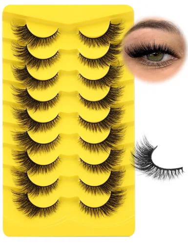 Pestañas naturales de ojo de gato, pestañas postizas wispy de visón que parecen extensiones de pestañas de ojo de zorro, 9 pares por Zegaine