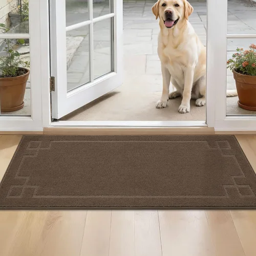 Miniatura 28 de BEQHAUSE Alfombra de Puerta 81 x 122 cm, Alfombras Antideslizantes para Interior Alfombras de Entrada Lavables de Perfil Bajo y Absorbentes, Marrón