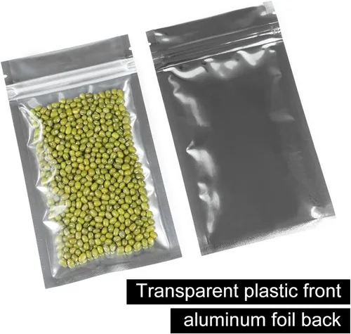 Miniatura 2 de Bolsa resellable de Mylar con cremallera para almacenamiento de alimentos, bolsas de papel de aluminio a prueba de olores, 100