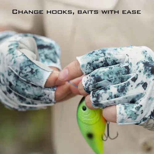 Miniatura 6 de KastKing La Sal Guantes de pesca UPF50+ Guantes de sol Guantes de protección UV Guantes sin dedos para hombres y mujeres para exteriores, kayak